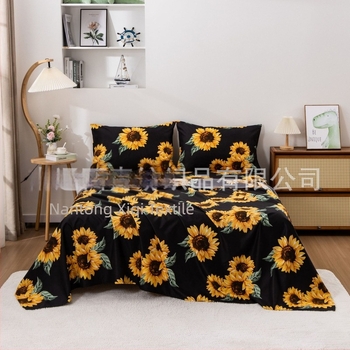 Külkereskedelem, határokon átnyúló tavaszi és nyári pásztori stílusú új napraforgó csiszolású kémiai szálas ágynemű négyrészes szett gyári közvetlen értékesítés