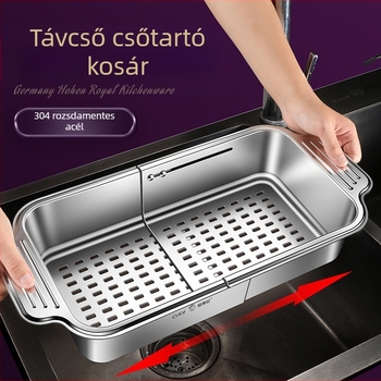 304 rozsdamentes acél konyhai behúzható mosogatógép nagy lefolyótartó multifunkcionális téglalap alakú mosogató szűrőtartó