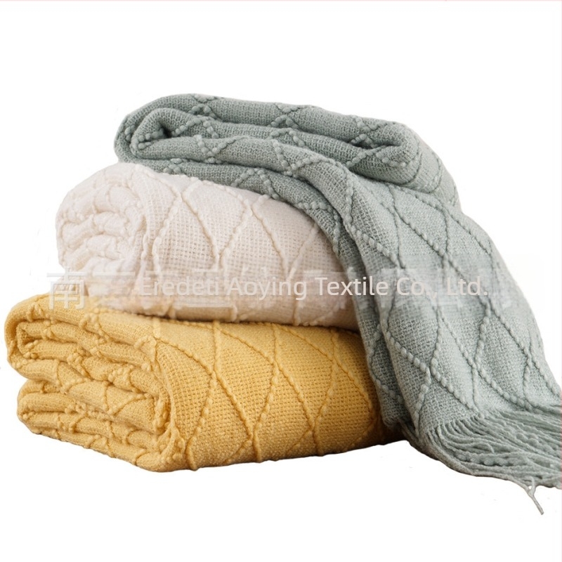 Amazon bojtos takaró, kanapéhoz való takaró, tiszta színű kötött takaró, B&B éjjeli törölközőtakaró