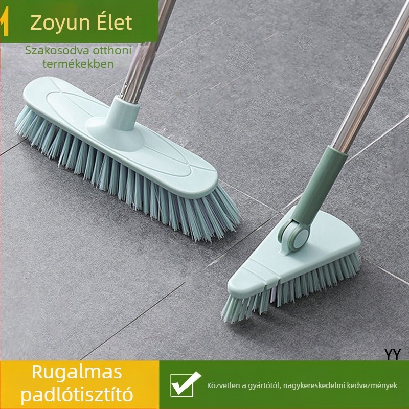 Fürdőszobai hajlítható háromszög alakú padlókefe, hajlításmentes, rozsdamentes acél, hosszú nyelű padlókefe, csempe-kádas szőnyegkefe