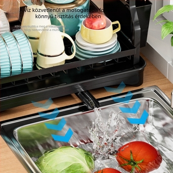 Határokon átnyúló konyhai edénytartó Edénytartó Kétrétegű pulton lévő szekrénytároló állvány Kivehető evőeszköztároló állvány
