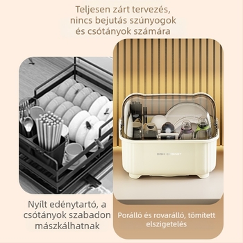 Tál és evőpálcika tárolódoboz tárolóállvány edényekhez és edényekhez konyhai háztartási multifunkcionális csepegtető állvány fedéllel szekrény tárolódoboz