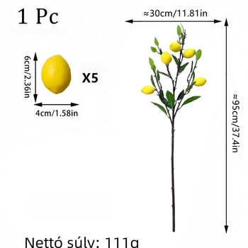 Amazon Temuksiin mesterséges citrom gyümölcs hosszú ág művirág kompozíció csokor esküvői fotózás kellék magas szimuláció