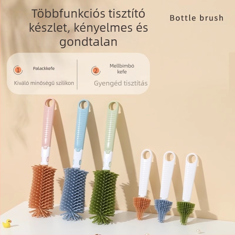 Gyermek szilikon cumisüveg kefe baba mellbimbó kefe szívócső kefe forgó cumisüveg kefe tisztítókefe tisztítókefe