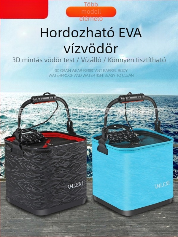 Eva összecsukható vödör 6m-es vödör horgászvödör kreatív vízfodrozódó halvödör hálóval és vastagított