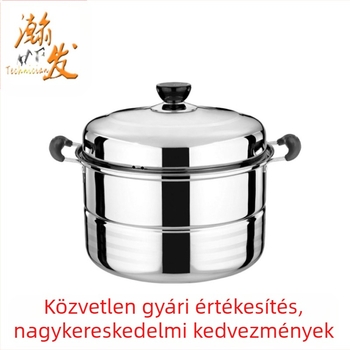 Öneladó rozsdamentes acél 28 cm-es gőzölő, többrétegű levesgőzölő, dupla rostélyos rozsdamentes acél edény, ajándék nagykereskedelem
