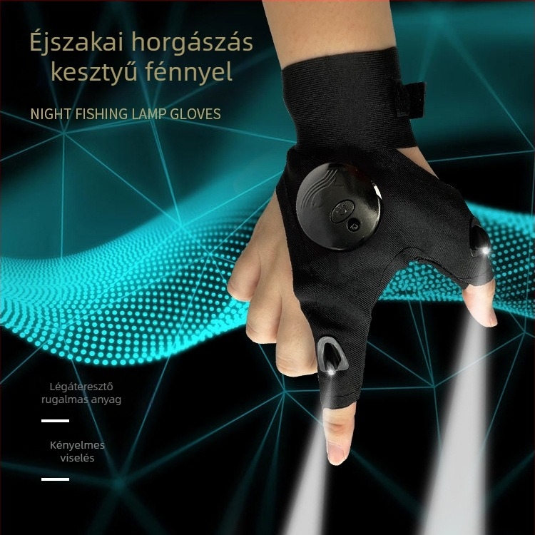 LED-es zseblámpa világító horgászkesztyűk lélegző kültéri félujjas világítás ujjfény gyártók amazon nagykereskedelem