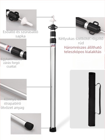 Kültéri teleszkópos alumínium ötvözetből készült ponyvarúd 2,3m-3m állítható 3 részes sátorajtó hosszabbító konzol hordozható merevítő
