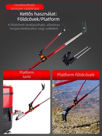 Földdugó rozsdamentes acél horgászbot konzol kettős felhasználású akkumulátor konzol horgászdoboz horgászszék horgászbot tartó kézi bottartó keret nagykereskedelem