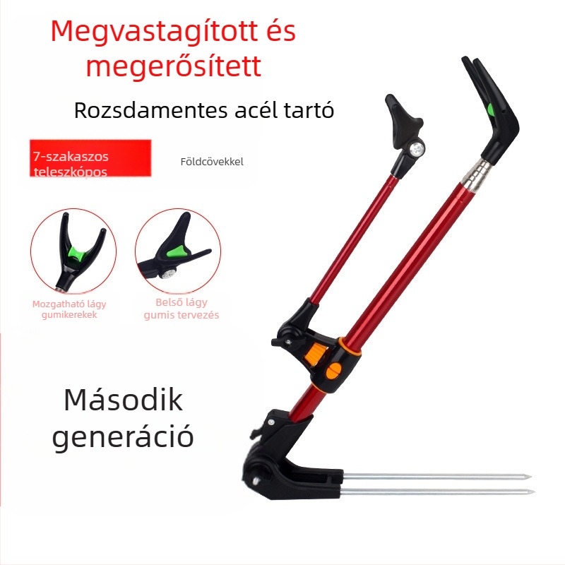 Földdugó rozsdamentes acél horgászbot konzol kettős felhasználású akkumulátor konzol horgászdoboz horgászszék horgászbot tartó kézi bottartó keret nagykereskedelem