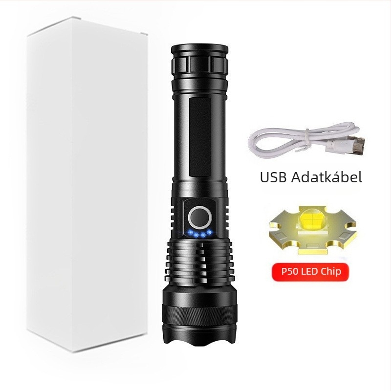 Határokon átnyúló szuper könnyű, nagy hatótávolságú, újratölthető zseblámpa kültéri járőr reflektor zoom Aurora fegyver nagy reflektor lézerpisztoly erős