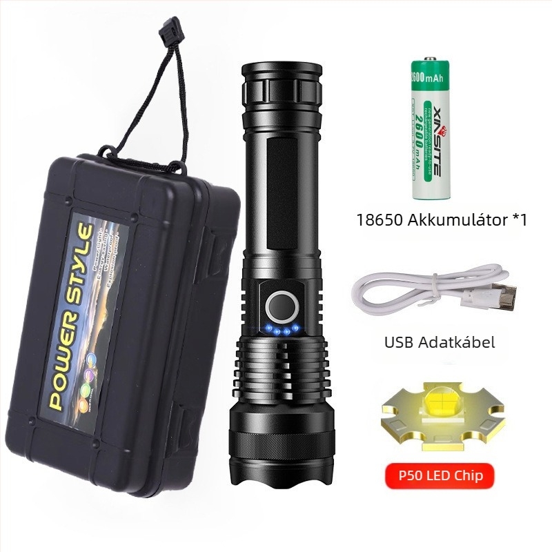 Határokon átnyúló szuper könnyű, nagy hatótávolságú, újratölthető zseblámpa kültéri járőr reflektor zoom Aurora fegyver nagy reflektor lézerpisztoly erős