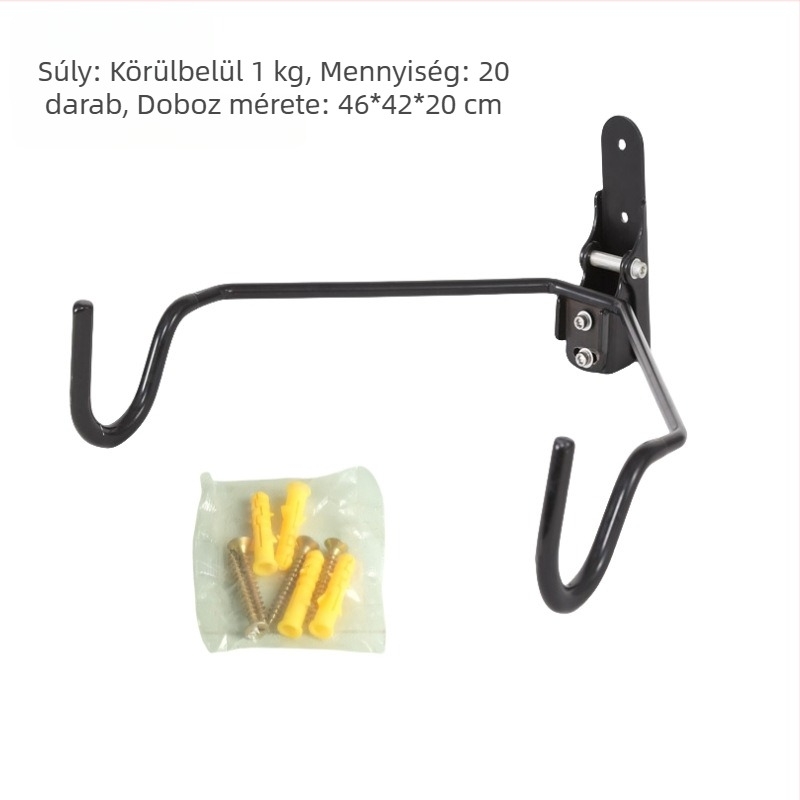 Fali kerékpártartó, falra rögzíthető, dupla akasztós, országúti kerékpártartó, beltéri parkoló