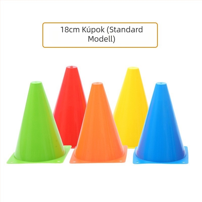 Futball edzőtábla, vödör, akadálybója, érzékelő rendszer, edzőfagylalt tubus, parkoló, közlekedési tábla, rúd, érzékeny létra, korong