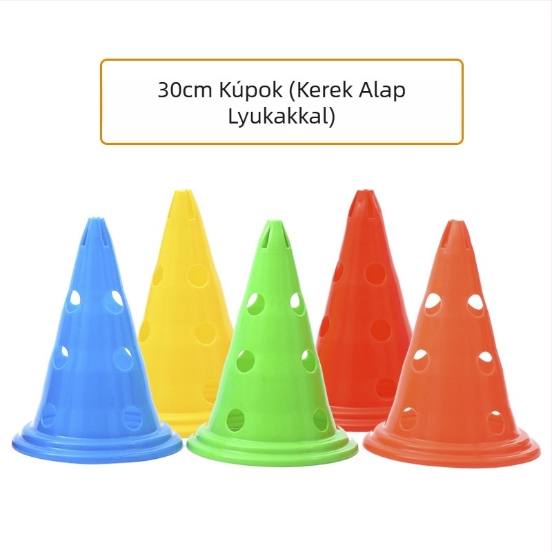 Futball edzőtábla, vödör, akadálybója, érzékelő rendszer, edzőfagylalt tubus, parkoló, közlekedési tábla, rúd, érzékeny létra, korong