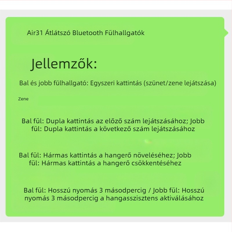 Saino vezeték nélküli Bluetooth headset, amely alkalmas 16Promax Apple 15Pro Huawei Oppo Xiaomi Type-C töltésre