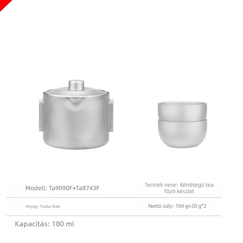 Kültéri tiszta titán teafőző dupla titán expressz csésze kemping utazó teáskészlet hordozható könnyű kung fu teáskanna