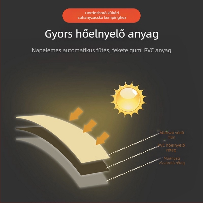 Kültéri napelemes vízzsák kempingezéshez hordozható fürdőkád melegvízzsák utazókemping nagy kapacitású összecsukható víztároló táska