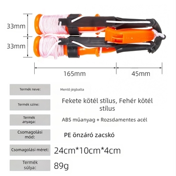 Határokon átnyúló téli jégtörő életmentő jégkúp életmentő síppal, jégmászó jégtörő felszerelés, narancssárga-piros véső horgászfelszerelés nagykereskedelem
