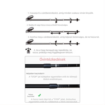 Hegymászó személyzet nád karbon teleszkópos összecsukható nád professzionális kültéri túrázás hegymászó felszerelés csúszásgátló mankó