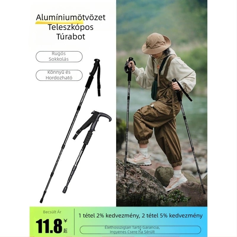 Hegymászó személyzet nád karbon teleszkópos összecsukható nád professzionális kültéri túrázás hegymászó felszerelés csúszásgátló mankó