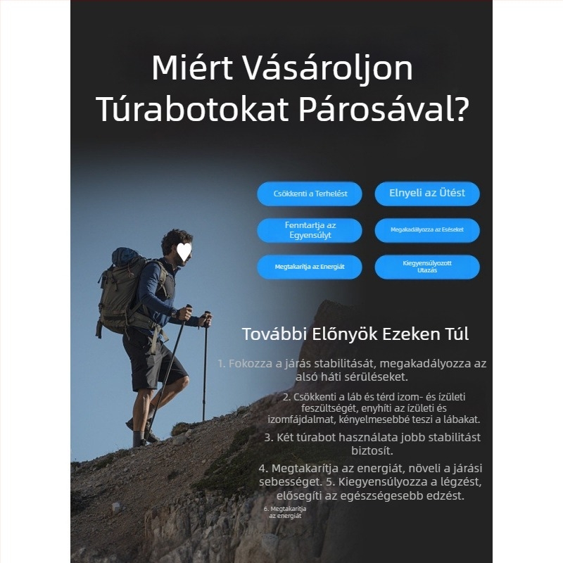 Hegymászó személyzet nád karbon teleszkópos összecsukható nád professzionális kültéri túrázás hegymászó felszerelés csúszásgátló mankó