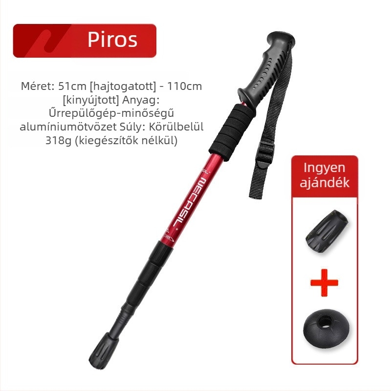 Hegymászó személyzet nád karbon teleszkópos összecsukható nád professzionális kültéri túrázás hegymászó felszerelés csúszásgátló mankó