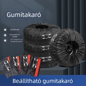 Határokon átnyúló, forró eladású 190T poliészter taft gumiabroncs-takaró, pótkerék-takaró, hógumi-tárolótáska, kerékborítás-védőhuzat
