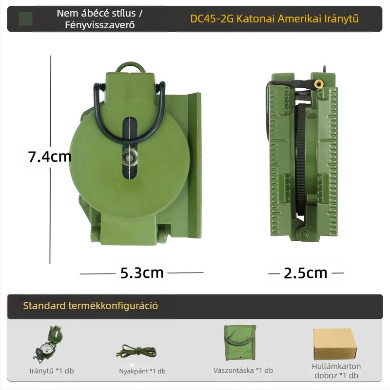 Kültéri multifunkcionális iránytű kempingezéshez terepjáró iránytű északi geológiai iránytű amerikai katona harci felszerelés fém