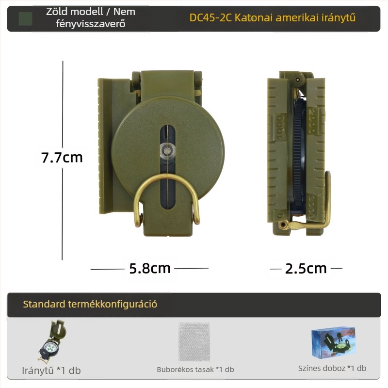 Kültéri multifunkcionális iránytű kempingezéshez terepjáró iránytű északi geológiai iránytű amerikai katona harci felszerelés fém