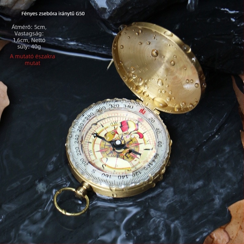 Kültéri iránytű zsebóra nagy pontosságú, többfunkciós, diákpontos, vízálló sportkocsi északi iránytű eszköz