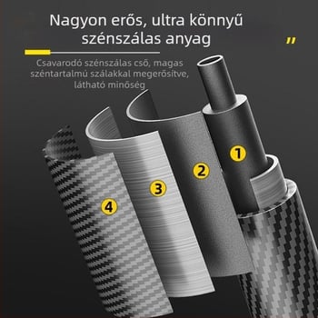 Kuangtu szénszálas mászóbot háromrészes teleszkópos mankó férfiaknak és nőknek kültéri túrázáshoz, hegymászó felszereléshez, ultra könnyű, csúszásmentes mankó