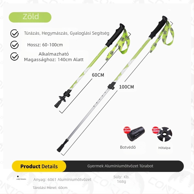 [Gyári] Gyermek alpesi nád összecsukható csúszásgátló alumínium ötvözet mankó multifunkcionális túrázás egyrészes generációs nagykereskedelem