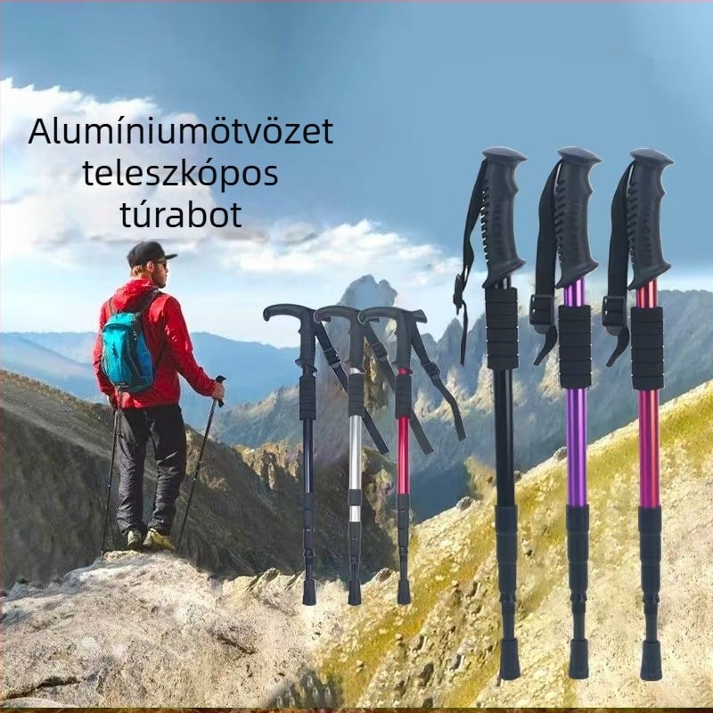 Kültéri utazási túrabotok összecsukható túrabotok nagykereskedelmi alumíniumötvözetből készült behúzható háromrészes mankók gyártói