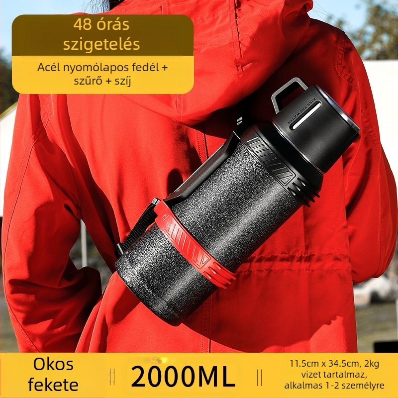 Qihu Thermos nagy kapacitású, 6 literes termosz, hordozható autós kültéri termosz, teljes acél, 316 rozsdamentes acél vízforraló