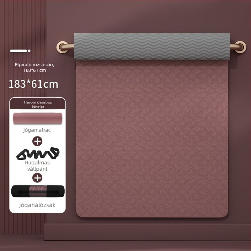 Jógaszőnyeg Ingyenes Szállítás TPE Szélesített 80cm Kezdő Csúszásmentes Fitnesz Jóga Otthoni 0.6mm Jógaszőnyeg