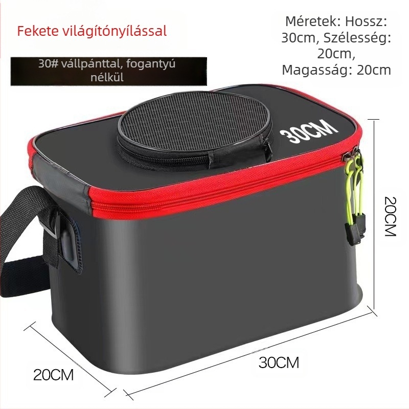 Hordozható halasvödör fedéllel oxigénpumpa EVA vastagított horgászvödör élő halas doboz összecsukható hordozható élő halasvödör vadhorgászathoz