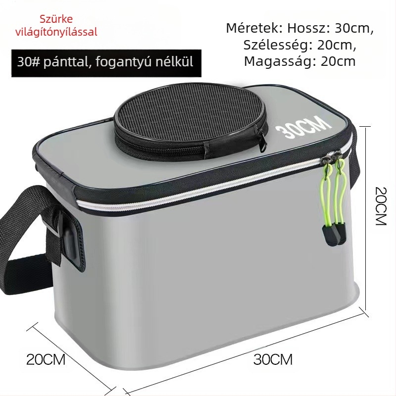 Hordozható halasvödör fedéllel oxigénpumpa EVA vastagított horgászvödör élő halas doboz összecsukható hordozható élő halasvödör vadhorgászathoz