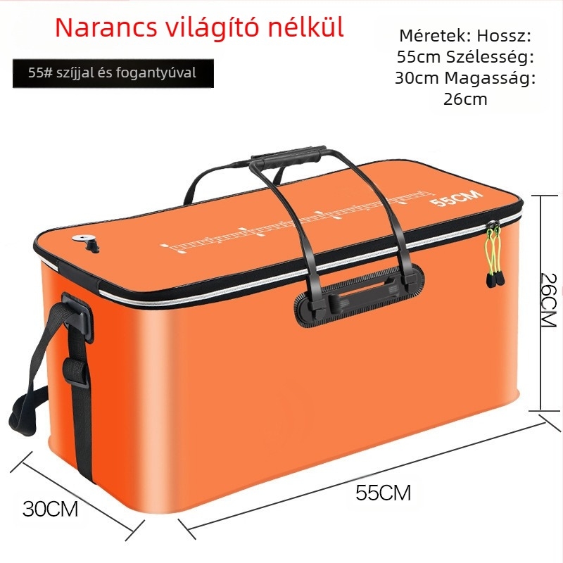 Hordozható halasvödör fedéllel oxigénpumpa EVA vastagított horgászvödör élő halas doboz összecsukható hordozható élő halasvödör vadhorgászathoz