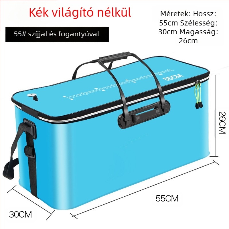 Hordozható halasvödör fedéllel oxigénpumpa EVA vastagított horgászvödör élő halas doboz összecsukható hordozható élő halasvödör vadhorgászathoz