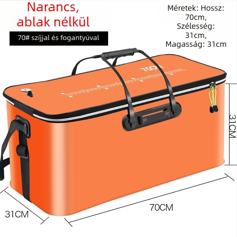 Hordozható halasvödör fedéllel oxigénpumpa EVA vastagított horgászvödör élő halas doboz összecsukható hordozható élő halasvödör vadhorgászathoz