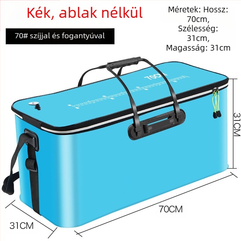 Hordozható halasvödör fedéllel oxigénpumpa EVA vastagított horgászvödör élő halas doboz összecsukható hordozható élő halasvödör vadhorgászathoz