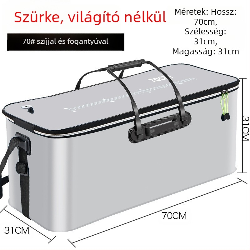 Hordozható halasvödör fedéllel oxigénpumpa EVA vastagított horgászvödör élő halas doboz összecsukható hordozható élő halasvödör vadhorgászathoz