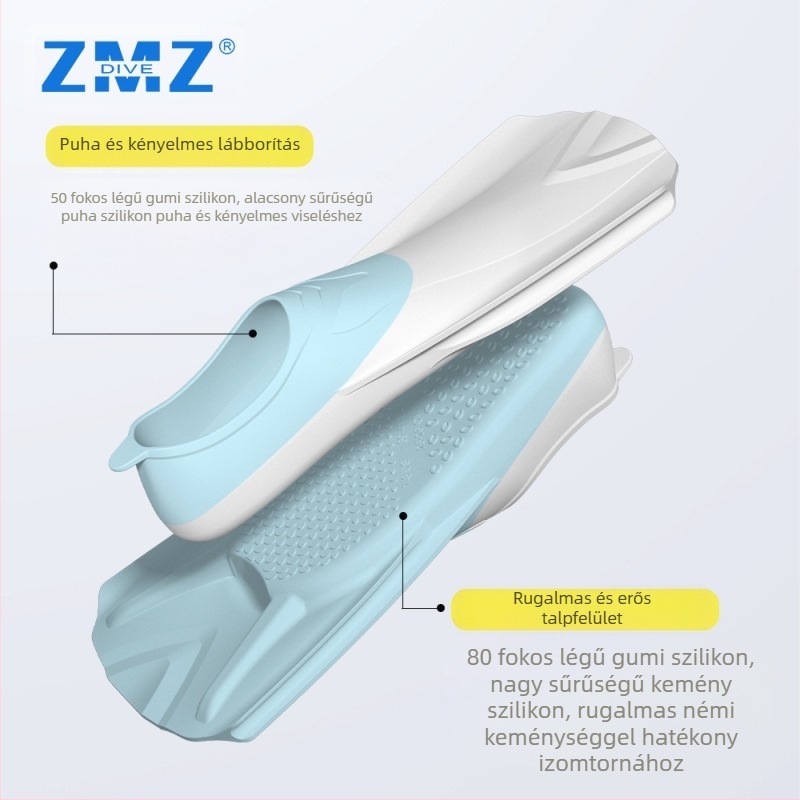 Szilikon uszonyok, testreszabott színű búvárkodáshoz, mellúszáshoz, gyermek úszáshoz, szabadtüdős merüléshez