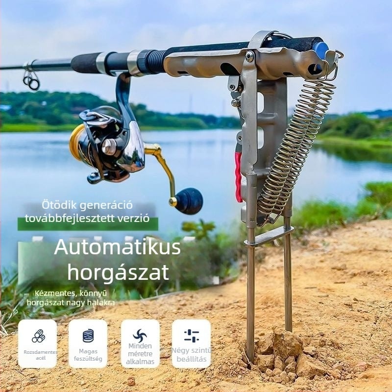 Rozsdamentes acél automata horgászbot földbe helyezhető horgászbot konzol karos bot lakkozott bot pattogó horgászbot konzol dobóbot