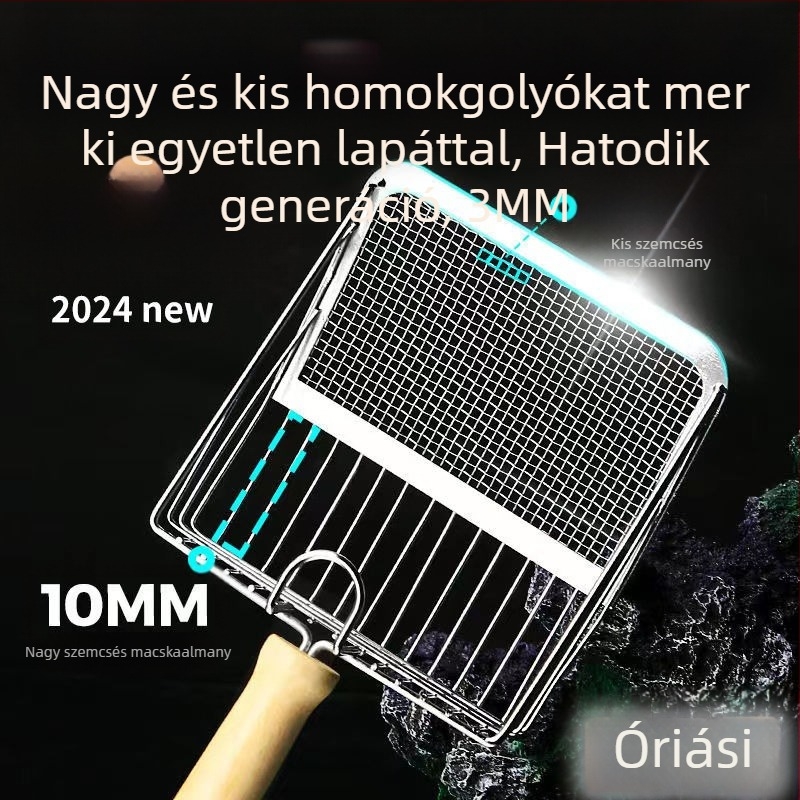 Macskaalom lapát finomlyukú lapát nagy fém rozsdamentes acél macskaürülék lapát bentonit érc macskaalom lapát alap műtárgy