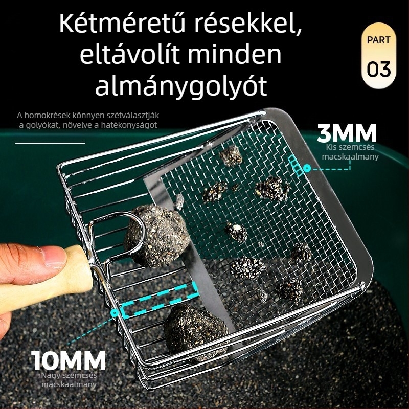 Macskaalom lapát finomlyukú lapát nagy fém rozsdamentes acél macskaürülék lapát bentonit érc macskaalom lapát alap műtárgy