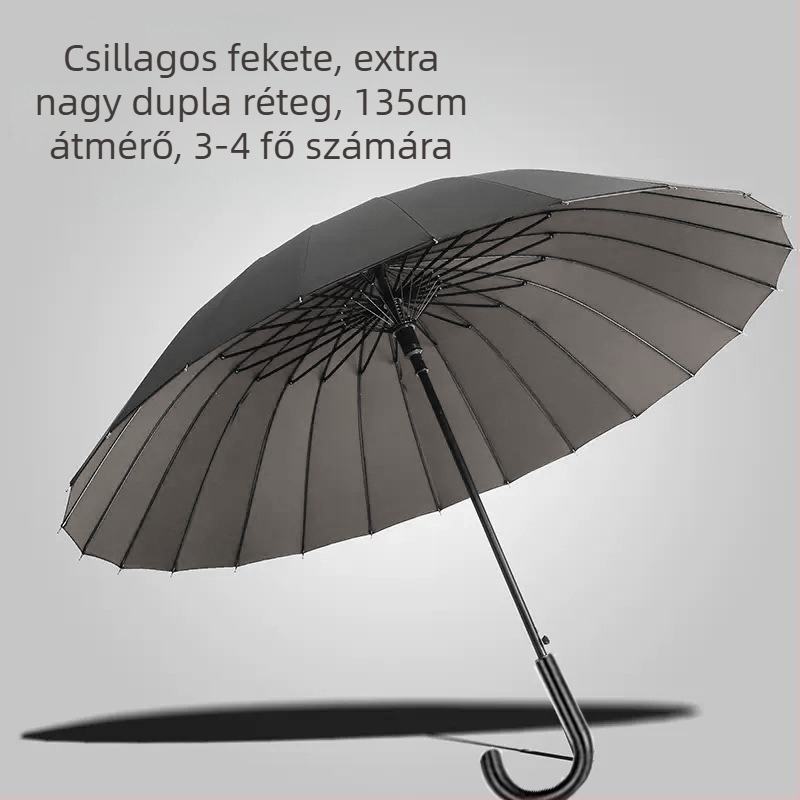 24 csontos esernyő, automatikus dupla horgos, egyenes rúddal ellátott esernyő, nagykereskedelmi napos esernyő, egyedi reklám esernyő, szélálló üzleti hosszú fogantyúval ellátott esernyő