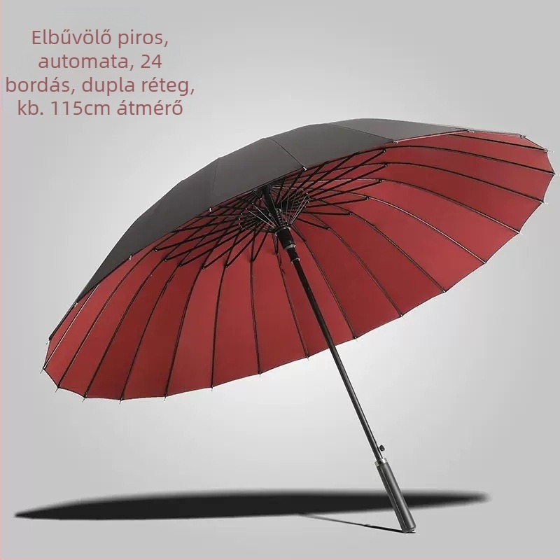 24 csontos esernyő, automatikus dupla horgos, egyenes rúddal ellátott esernyő, nagykereskedelmi napos esernyő, egyedi reklám esernyő, szélálló üzleti hosszú fogantyúval ellátott esernyő