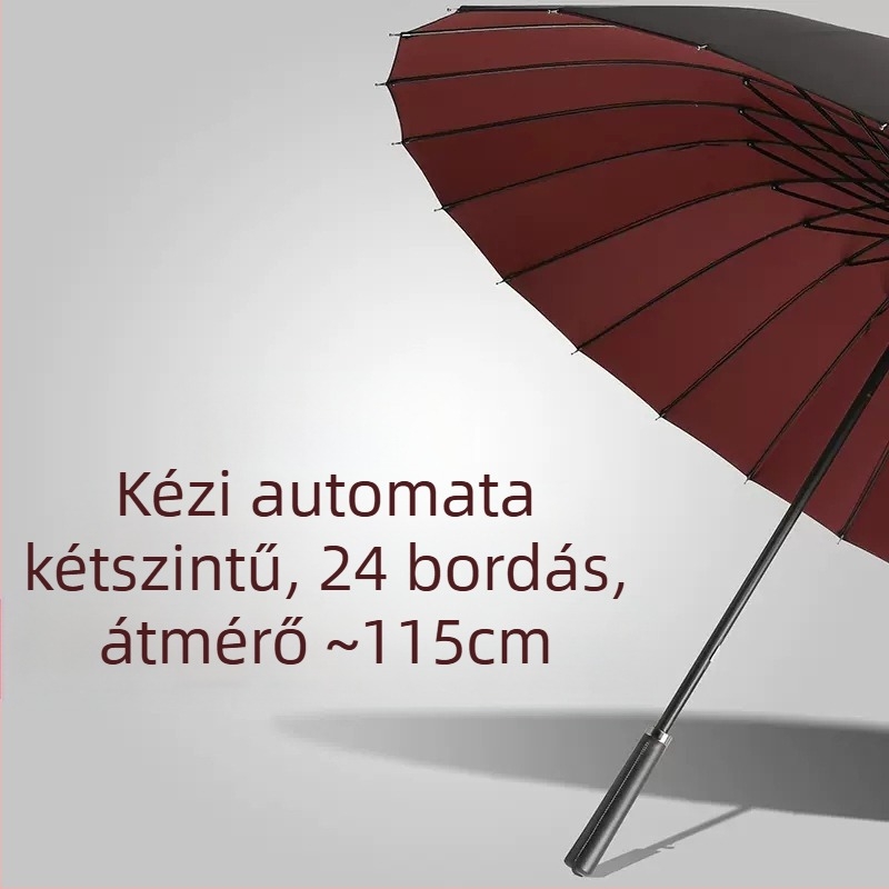 24 csontos esernyő, automatikus dupla horgos, egyenes rúddal ellátott esernyő, nagykereskedelmi napos esernyő, egyedi reklám esernyő, szélálló üzleti hosszú fogantyúval ellátott esernyő